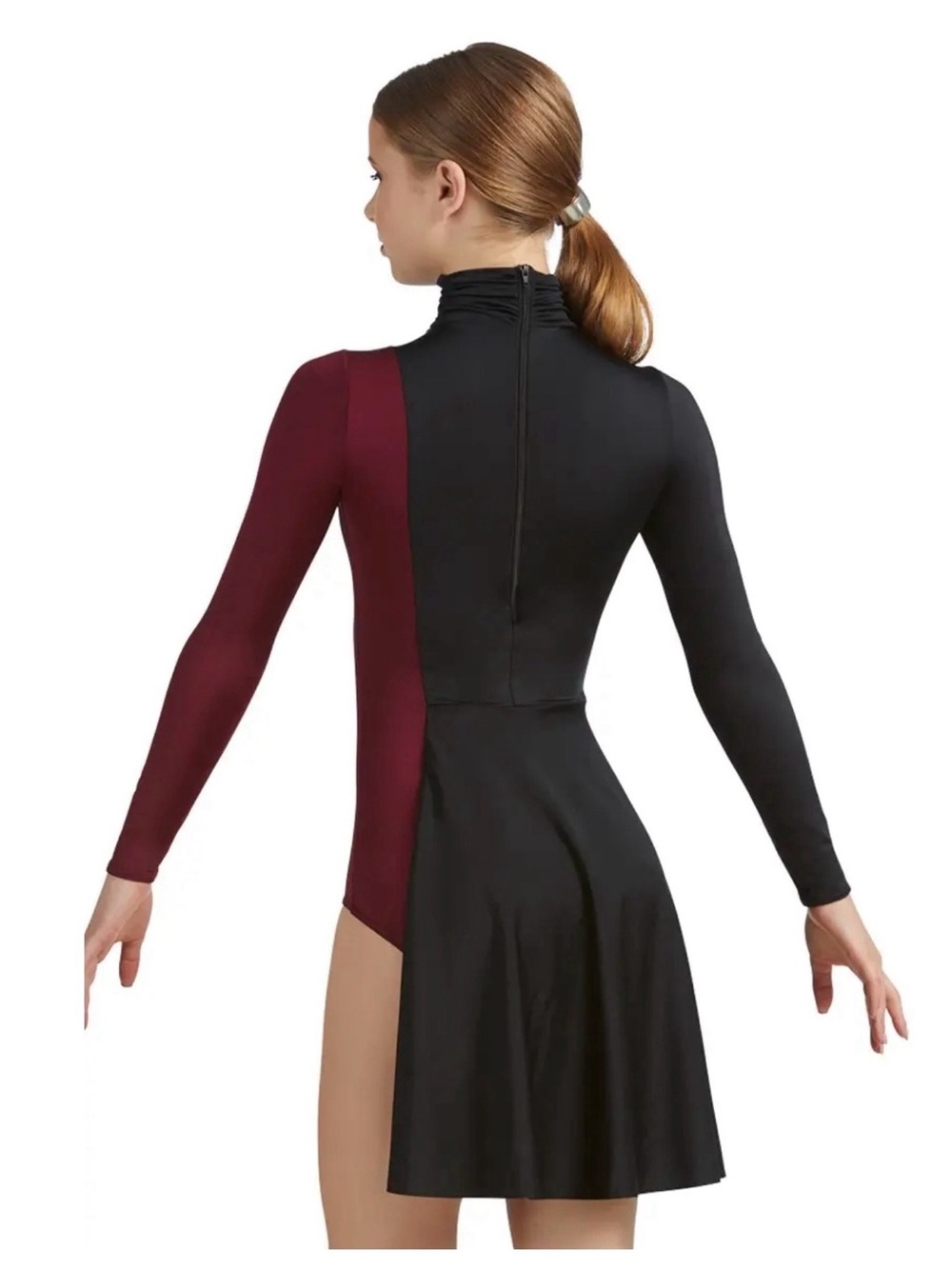 Weissman | Make It Rain Black Burgundy Asymmetrical Color Clock Dance Dress, LC